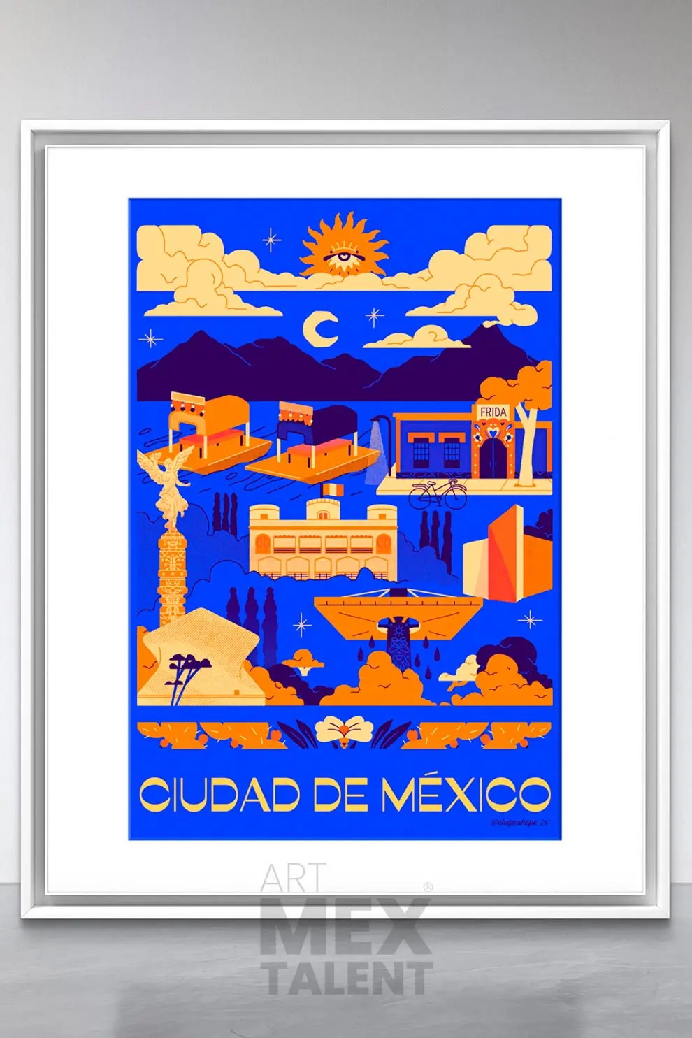 Vista hacia el sureste de la Ciudad de México. Noche